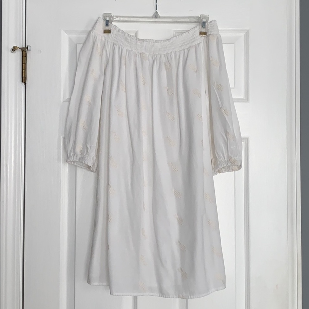 Old Navy White Pineapple Off The Shoulder Dress